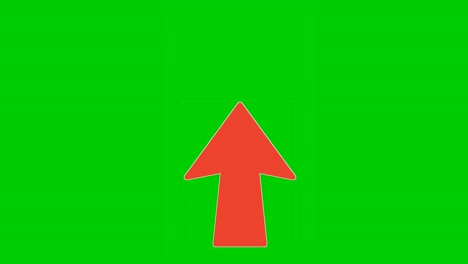 animation red arrow sign symbol on green screen, red color cartoon arrow pointing up side 4k animated image video overlay elements