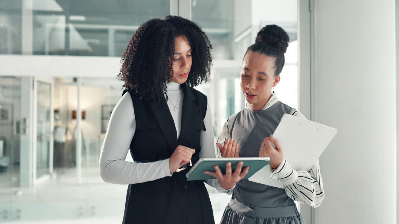 Two Businesswomen Discussing Work in an Office