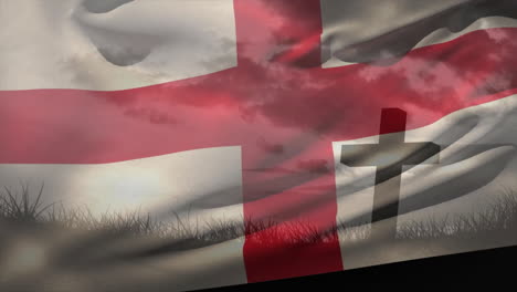 animation of flag of england over cross
