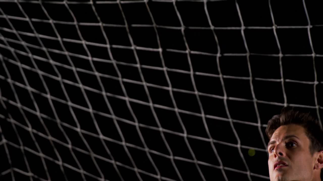 вратарь ловит футбольный мяч 4к