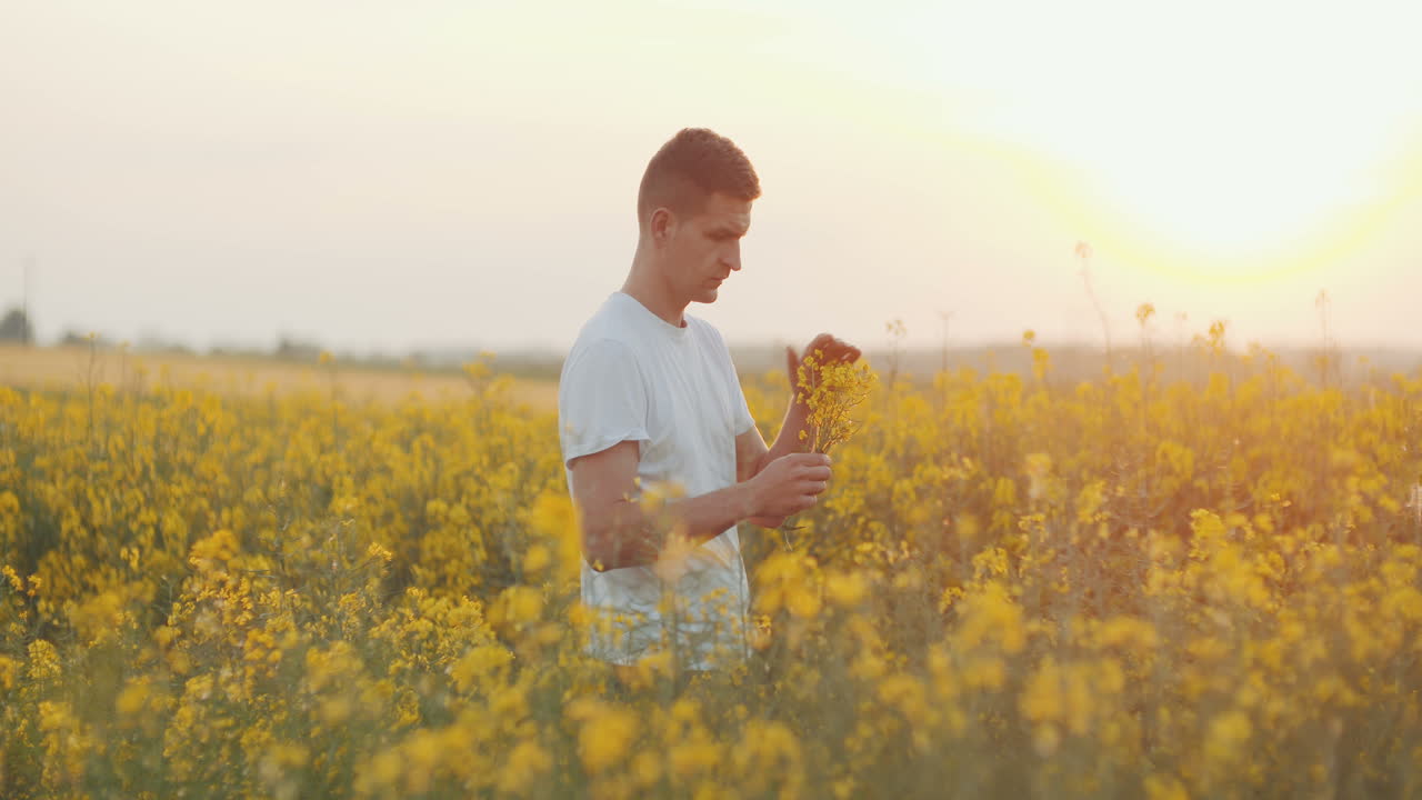 식물의 성장을 제어하는 디지털 태블릿 컴퓨터 농업 농부를 사용하는 젊은 농부