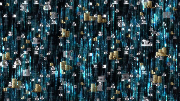 Finance icons business loop tile background rising