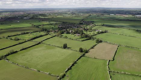 Little-Comberton-Village-UK-Aerial-Flat-Landscape-Spring-Season-Worcestershire