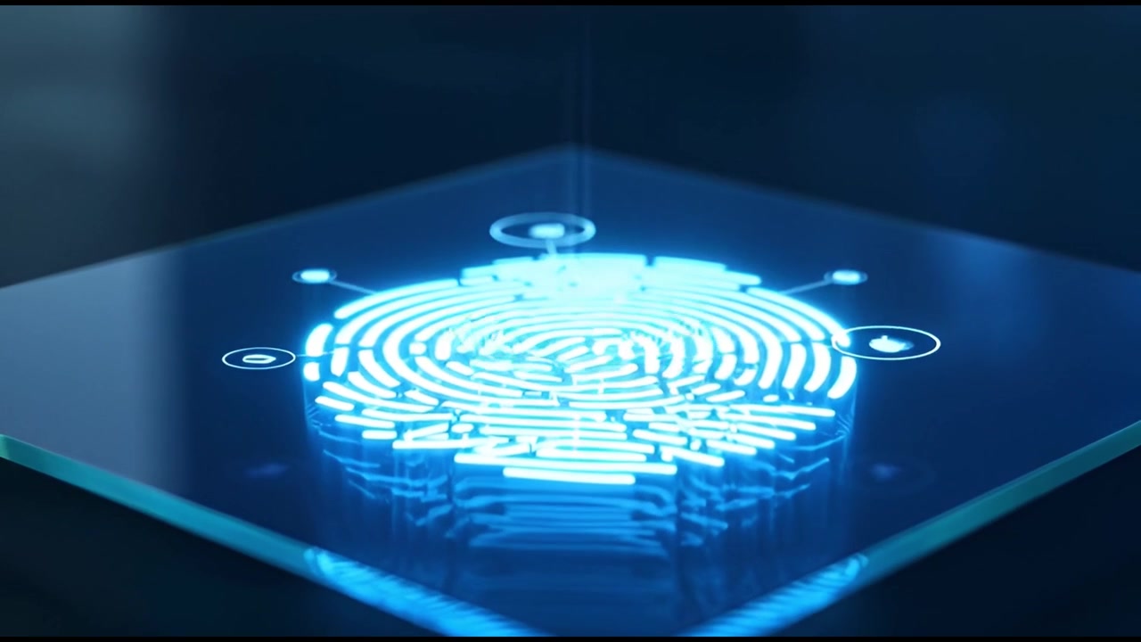 Glowing Digital Fingerprint Scan with Access Granted