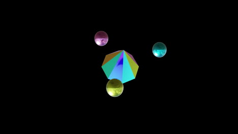 animación de formas multicolores en 3d sobre un fondo negro