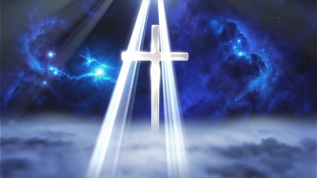 Cruz Cristiana con Luz Celestial, Fondo para Adoración.
