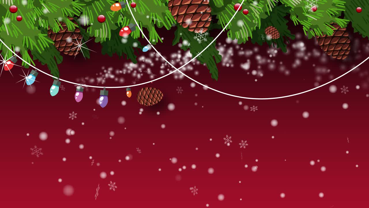 la guirnalda de navidad y las luces aparecen con la nieve que cae