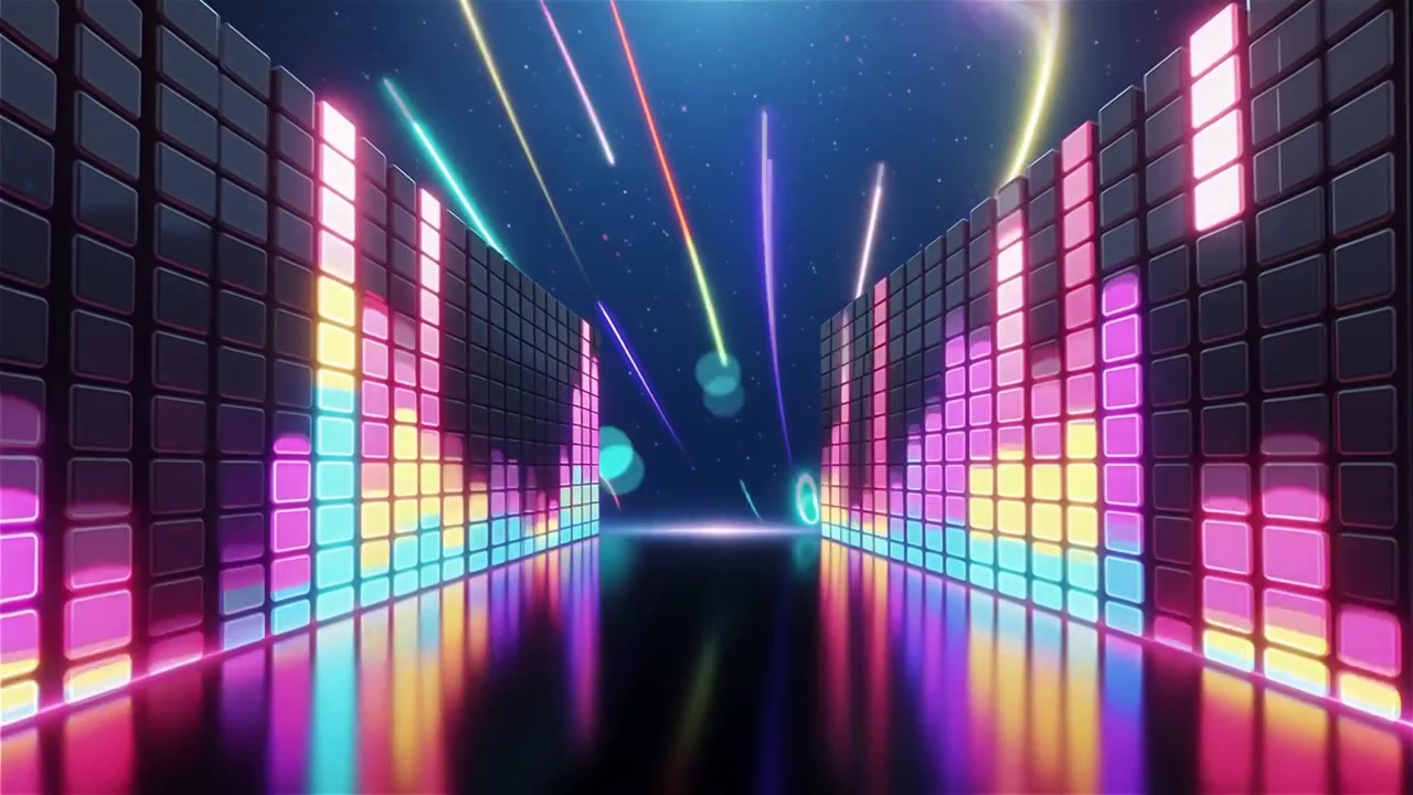 Futuristic Rainbow Neon Music Equalizer Visualizer Background