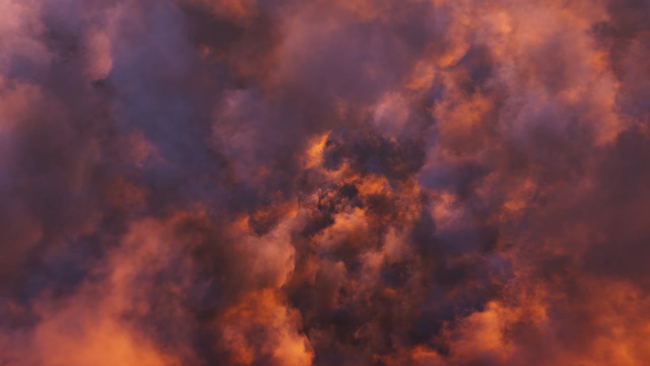 영화적인 일몰에서 날아다니는 황금 구름 모션 배경 루프