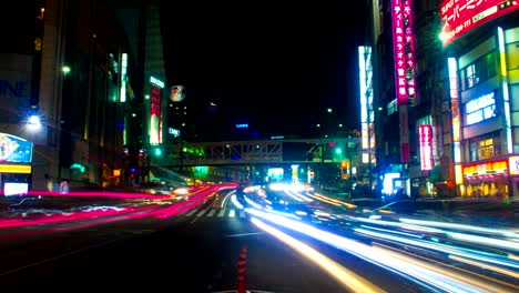 night lapse at south shinjuku wide shot slow shutter right panning