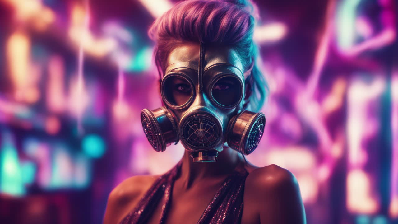 technology female with Vr headset in made with AI