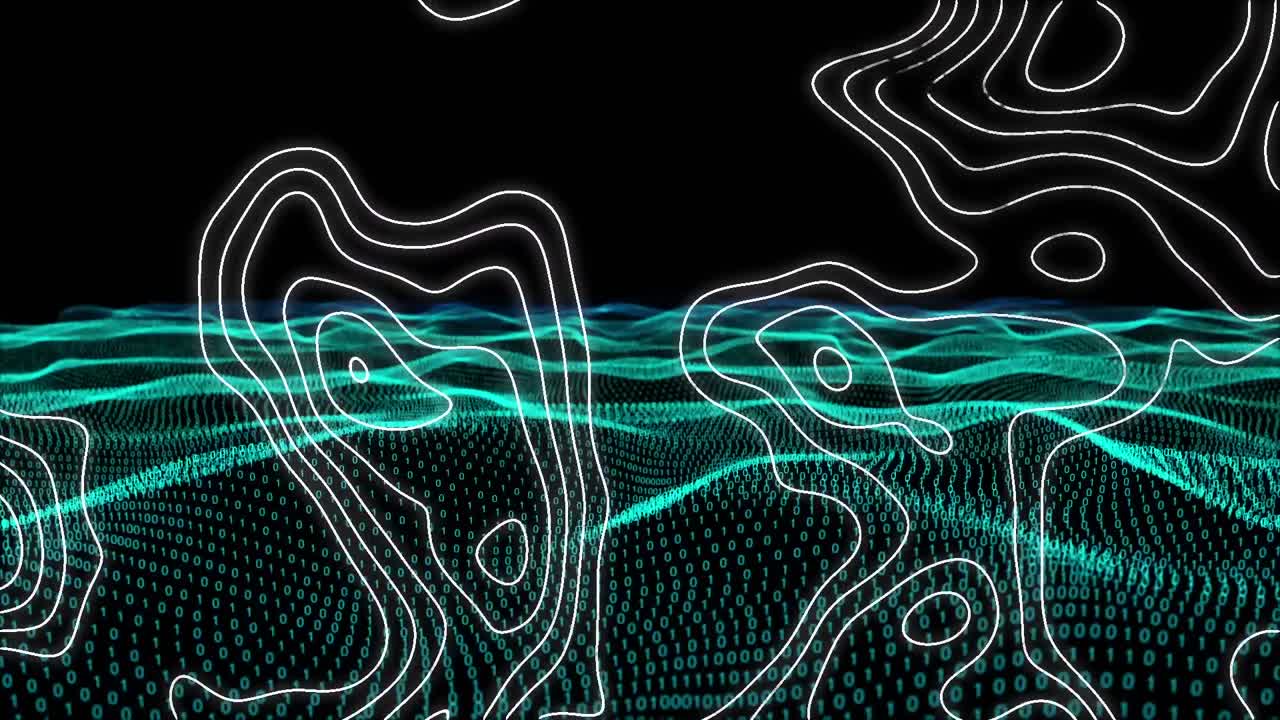 animación de formas que se mueven sobre la codificación binaria