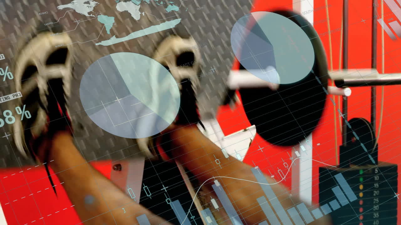 animación de las estadísticas y el procesamiento de datos sobre el hombre caucásico ejercicio