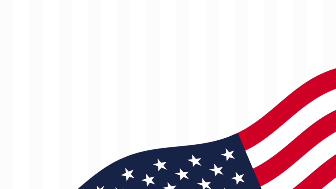 Animeret amerikansk flag vajende på hvid stribet baggrund