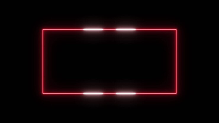 Moldura Retangular de Neon Vermelho Animada com Luzes Brancas em Movimento