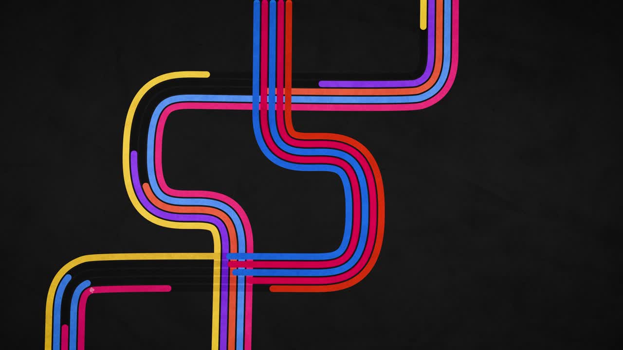 Abstract Animation of Colorful Retro Lines Moving on Dark Background