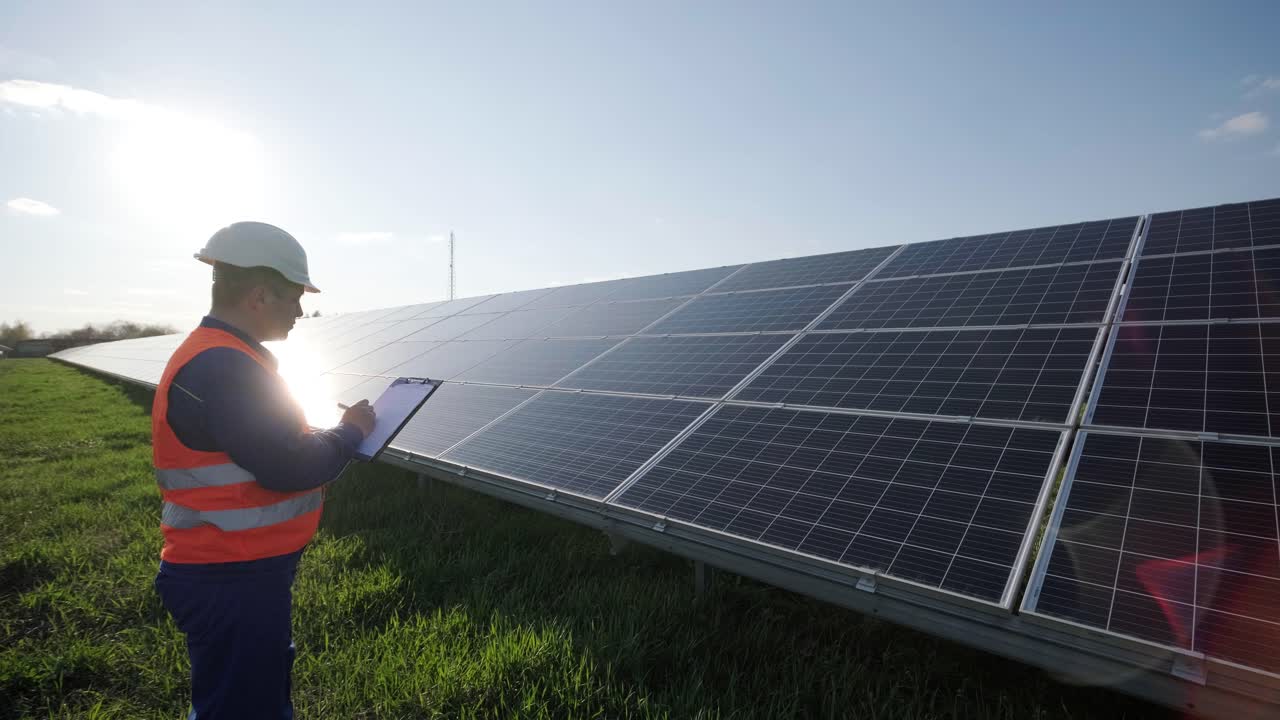 examen por parte de inspectores de módulos fotovoltaicos y paneles solares