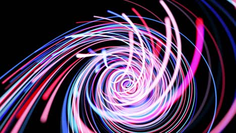 lichtfluss bg in 4k. abstrakter schleifen-hintergrund mit lichtspuren, strom von rot-blauen neonlinien im raum bewegt sich zu schleifen spiralformen. moderner trendy motion design hintergrund. licht-effekt,