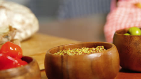 Various-fruits-and-vegetables-kept-in-bowl-on-counter