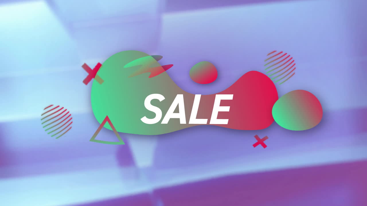 패턴 배경 위의 판매 텍스트의 애니메이션