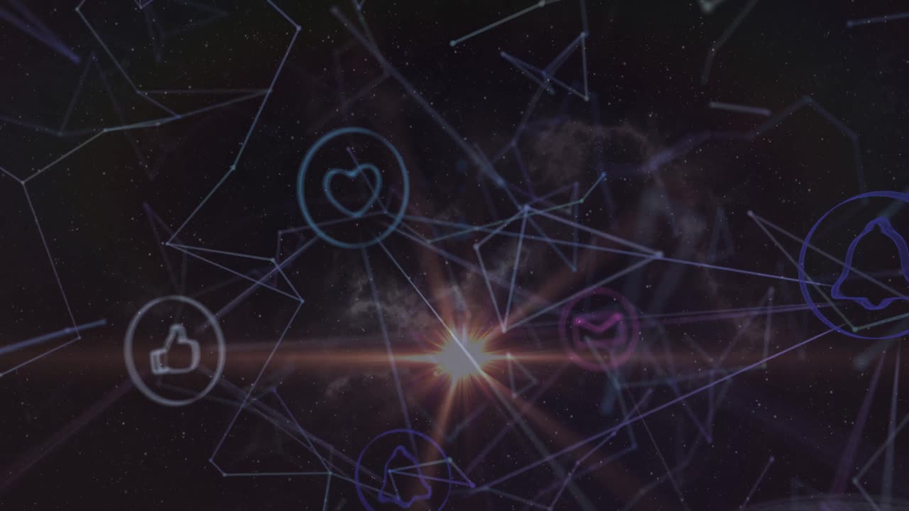 animación de la red de conexiones sobre un fondo oscuro