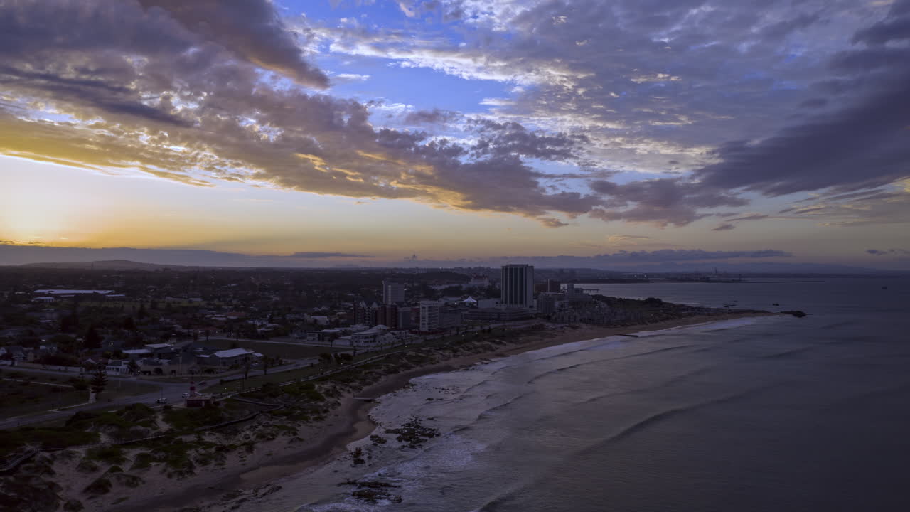 포트 엘리자베스 (port elizabeth) - 남아프리카 공화국의 도시, 아름다운 공중 하이퍼스 (aerial hyperlapse)