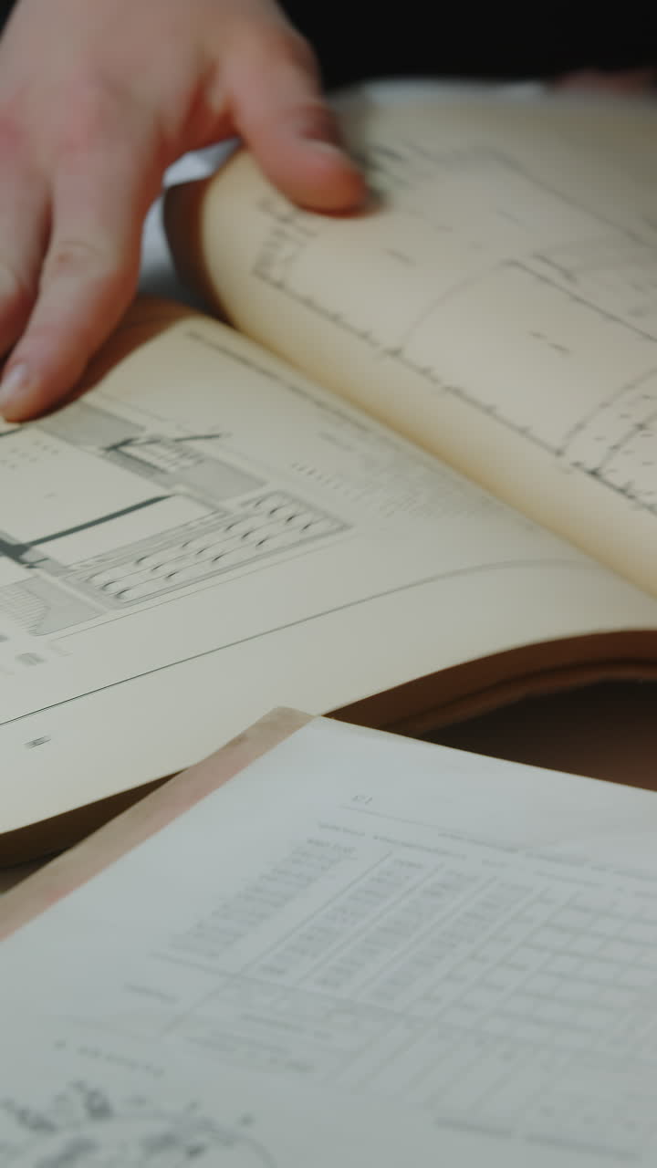 Person looking at technical drawings