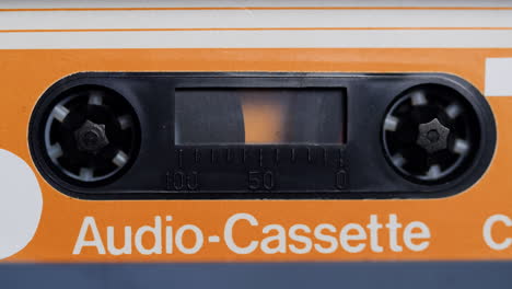 close-up of an audio cassette