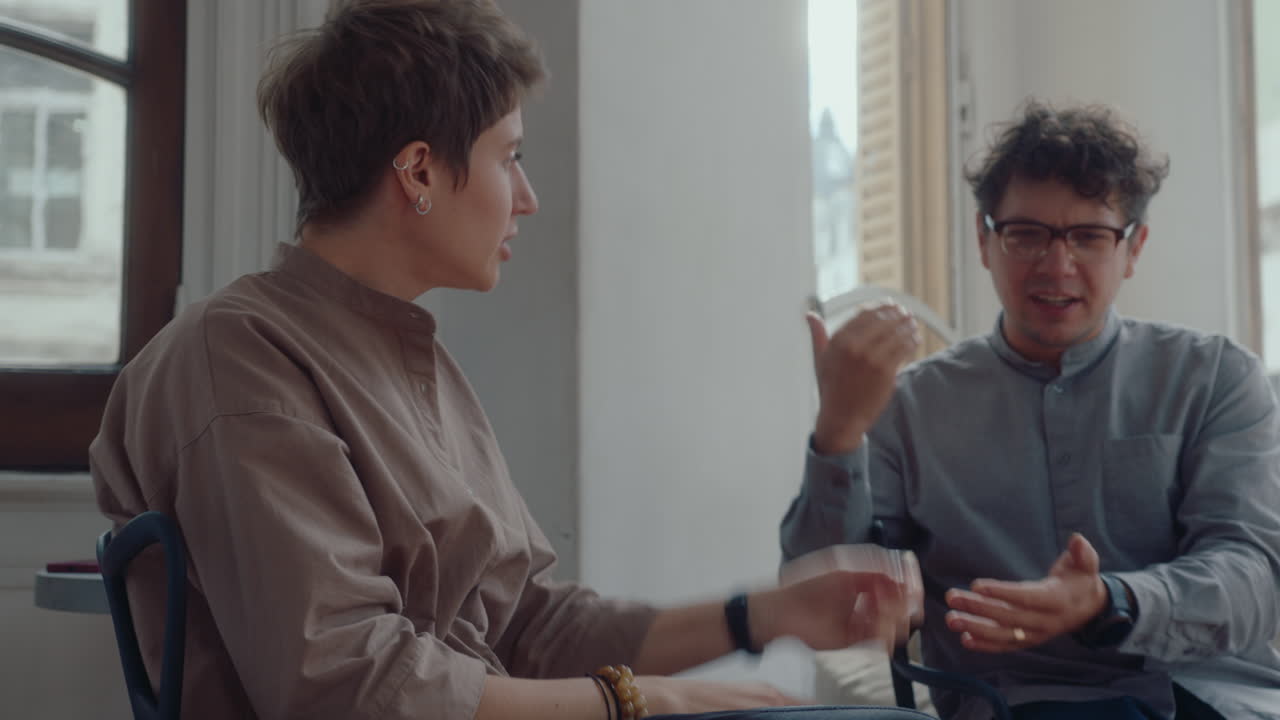 Family Couple Fighting at Counseling Session in Psychologist Office