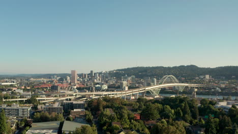 aerial shot towards central portland from green north east neighbourhood