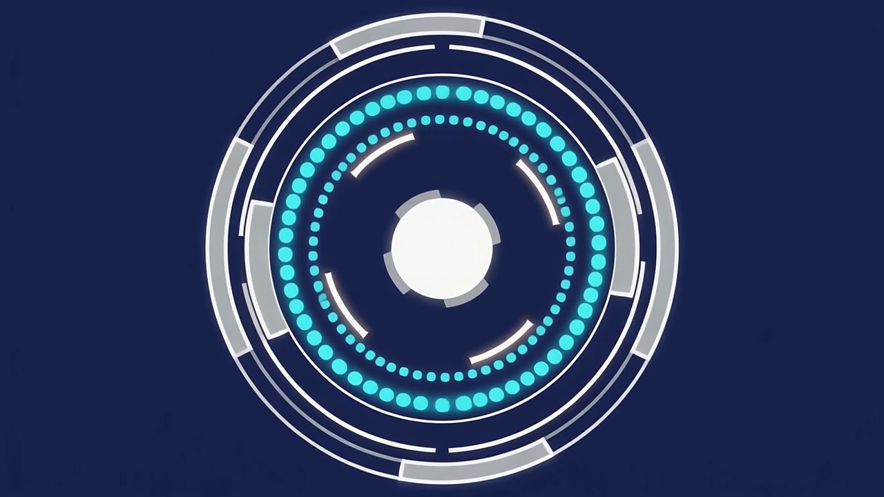 Abstract Digital HUD Interface with Rotating Blue Dots