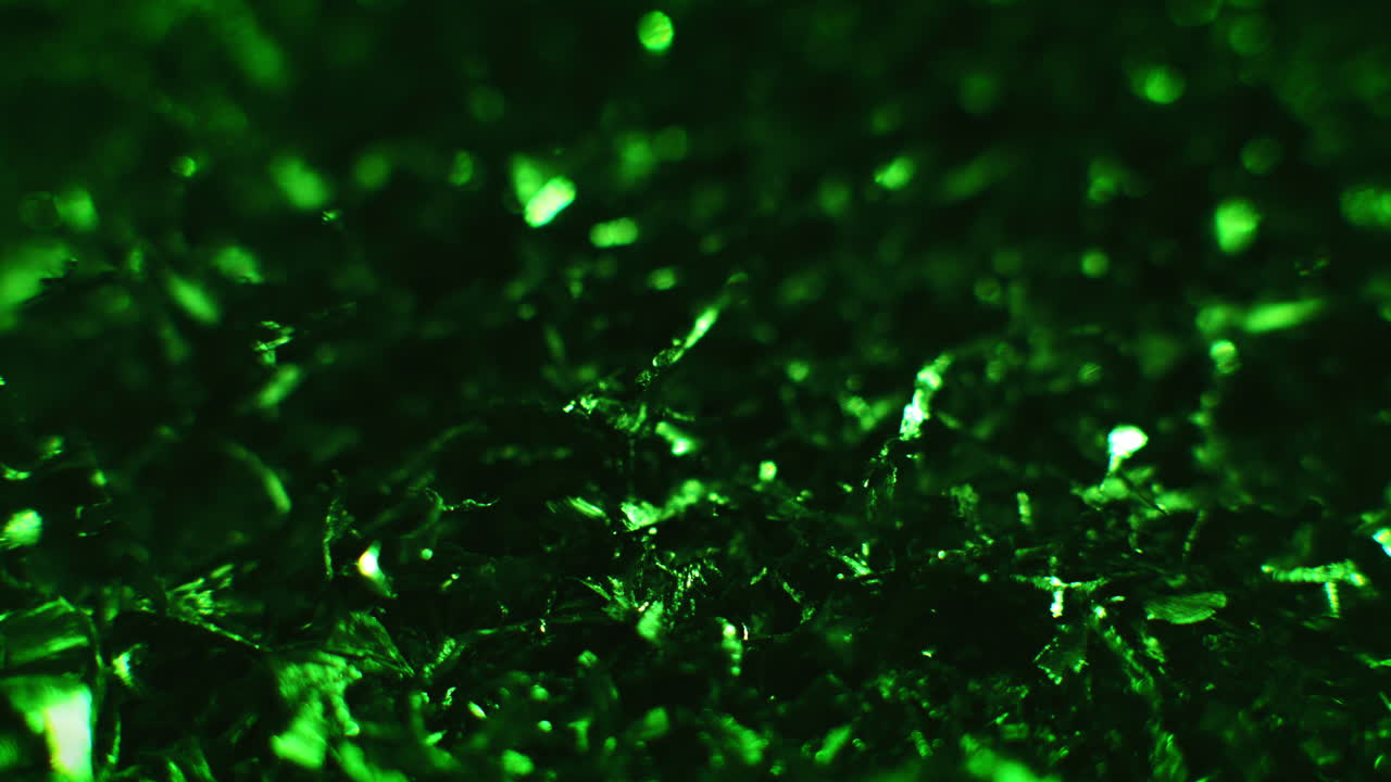 Emerald color metal fillings close-up