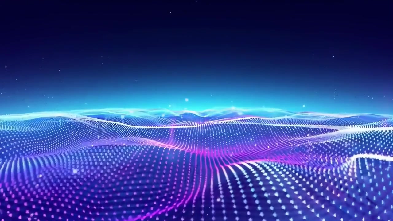 Abstract Digital Wave Background with Glowing Particles