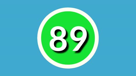 number 89 sign symbol animation motion graphics on green sphere on blue background,4k cartoon video number for video elements