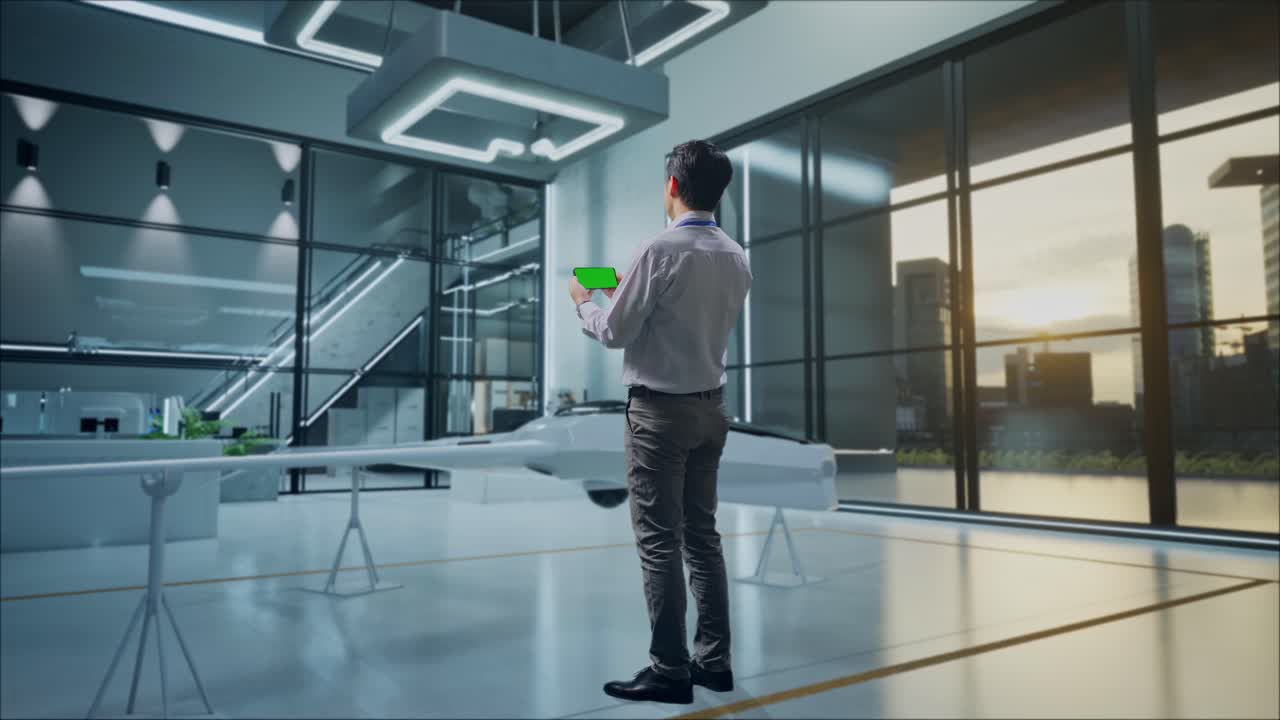 demostración de tecnología moderna en una instalación futurista