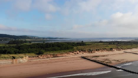 Aerial View Of Empty Dawlish Warren Beach In South Devon