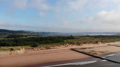 aerial view of empty dawlish warren beach in south devon