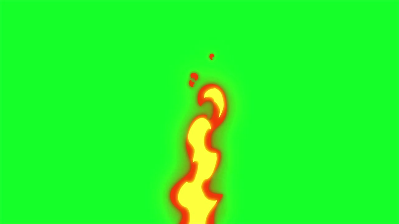 animación de transición de bucle de fuego de dibujos animados en pantalla verde. animación de fuego de dibujo animado con color clave. clave de croma, video 4k