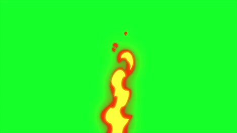 Cartoon-Feuer-Loop-Übergangsanimation-Auf-Grünem-Bildschirm.-Cartoon-Feueranimation-Mit-Schlüsselfarbe.-Chroma-Key,-4K-Video