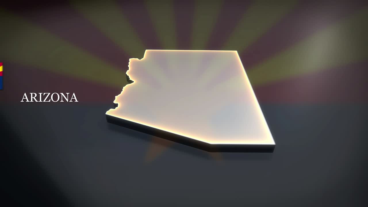 아리조나의 3d 애니메이션 지도