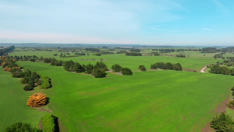 extensive farmland and lush green meadow in santo domingo, chile