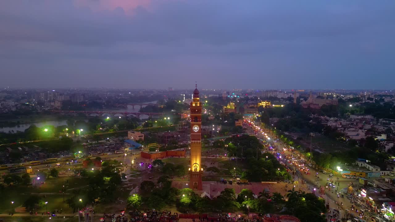 torre del reloj de husainabad y bada imambara india arquitectura vista desde un avión no tripulado
