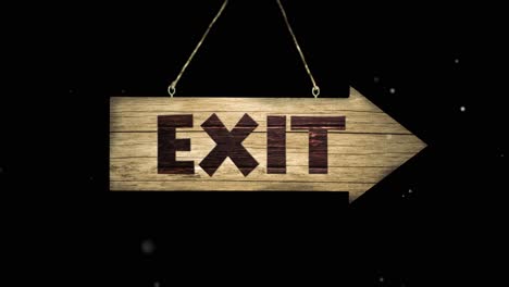 Exit, Open, Entry on Wodden Sign - on black - alpha