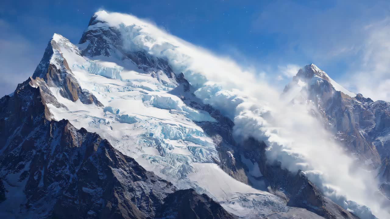 Snow-capped Mountains with Cloud Cover
