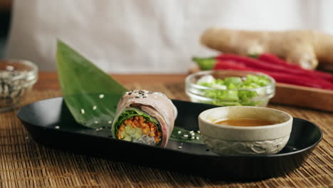 preparing fresh spring rolls