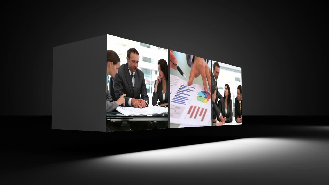 montaje de personas de negocios en la oficina con espacio de copia