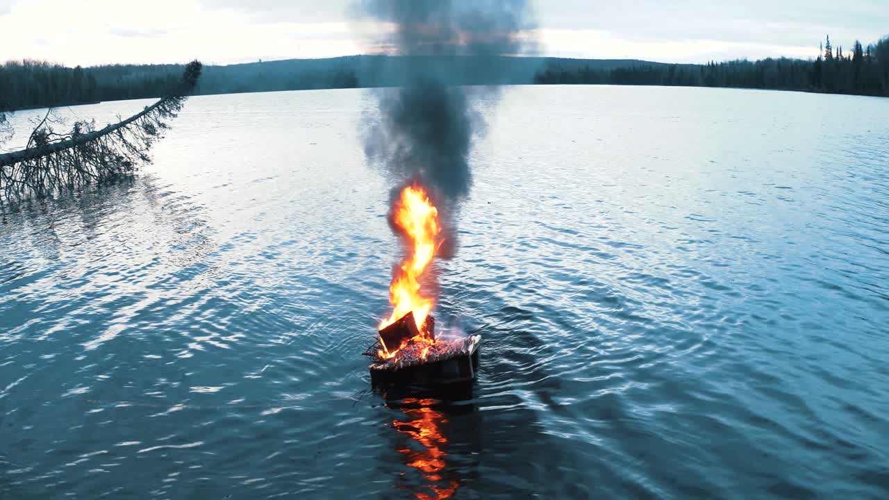 FIRE ON A LAKE