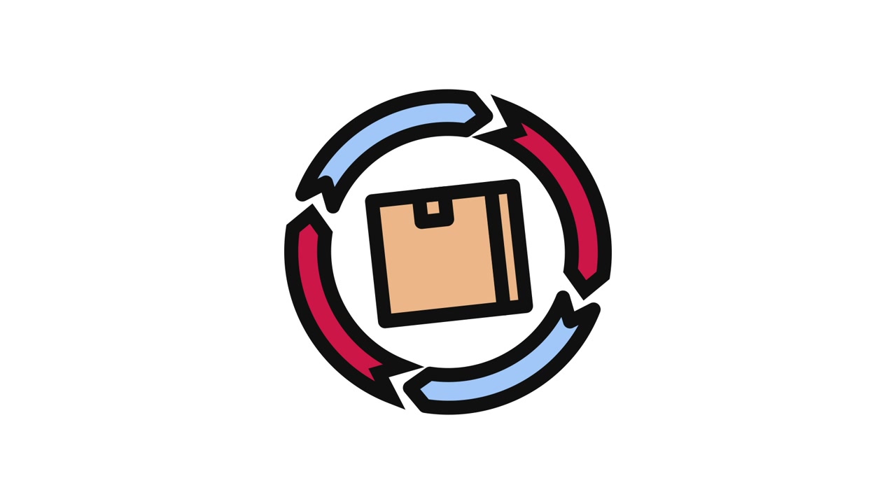 Animated Icon of a Cardboard Box within Circular Arrows