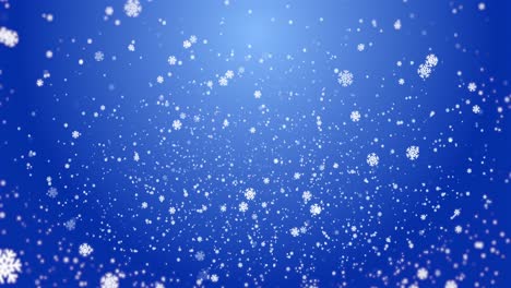 animation of snowflakes falling on blue background