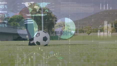 animación del procesamiento de datos sobre un jugador de fútbol caucásico